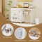 Natural - White Folding Sewing Table with Storage Shelf and 5 Lockable Wheels